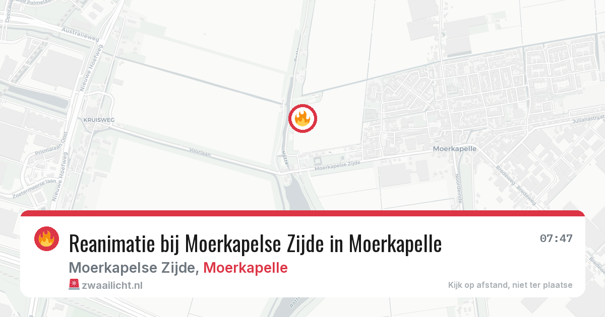 Reanimatie bij Moerkapelse Zijde in Moerkapelle — 29 jul 2026