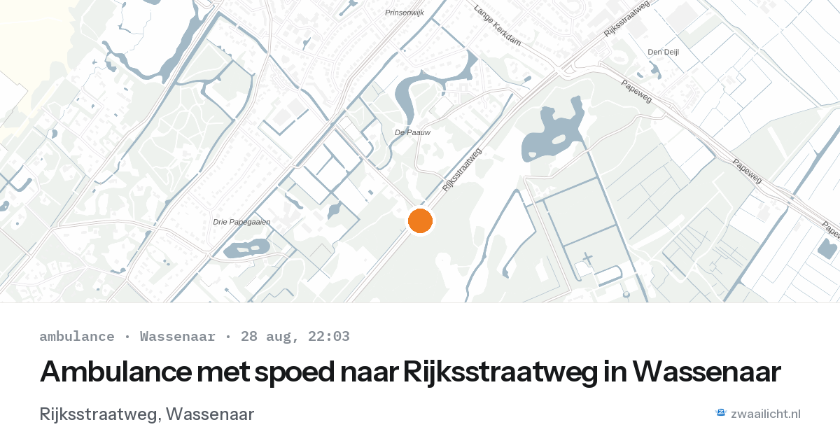 Ambulance met spoed naar Rijksstraatweg in Wassenaar — 28 aug 2026