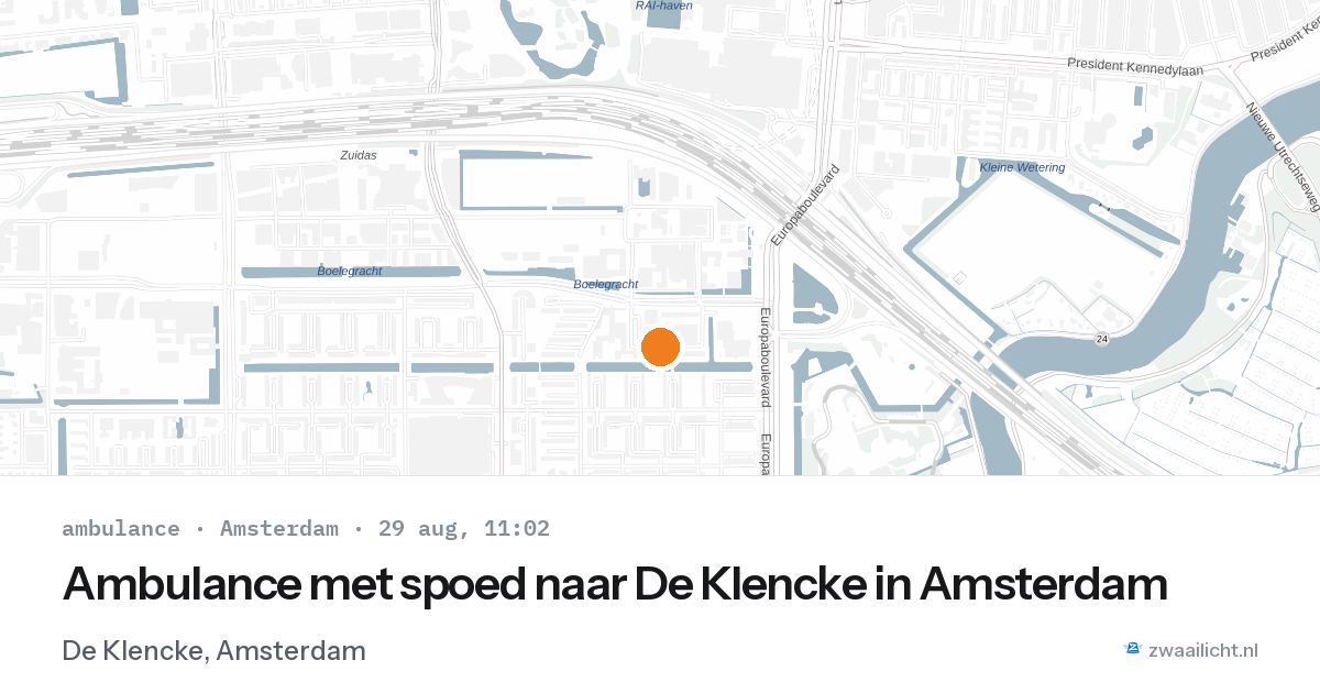 Ambulance met spoed naar De Klencke in Amsterdam — 29 aug 2026