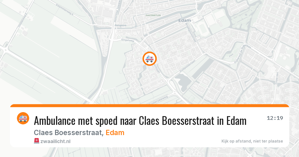Ambulance met spoed naar Claes Boesserstraat in Edam — 6 jul 2026