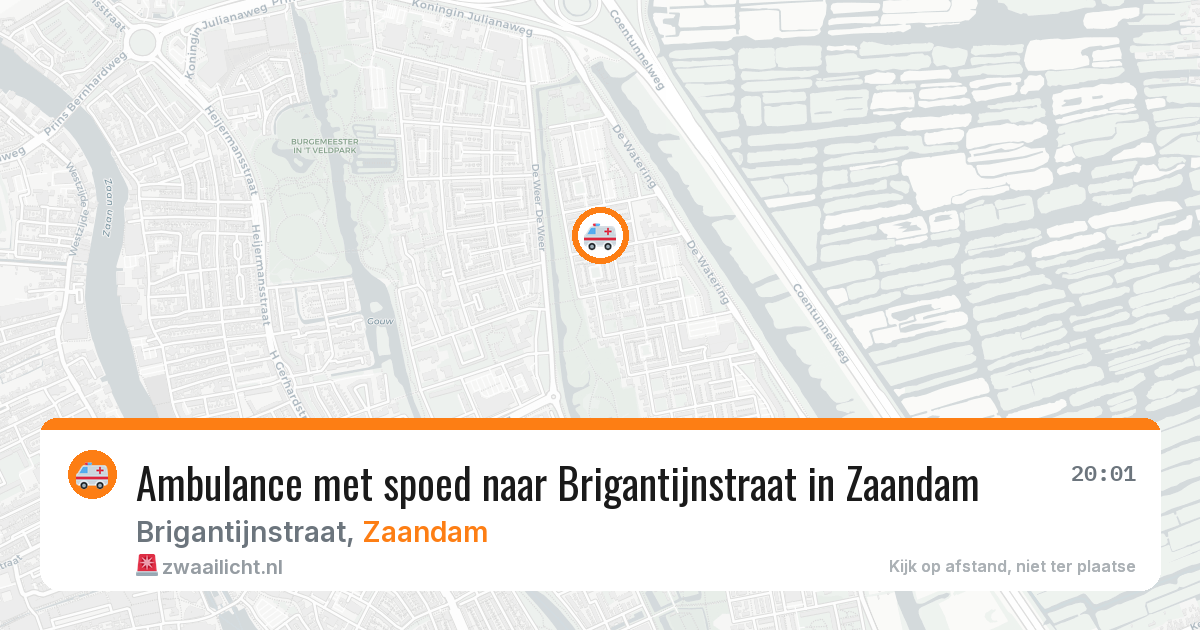 Ambulance met spoed naar Brigantijnstraat in Zaandam — 9 jul 2026