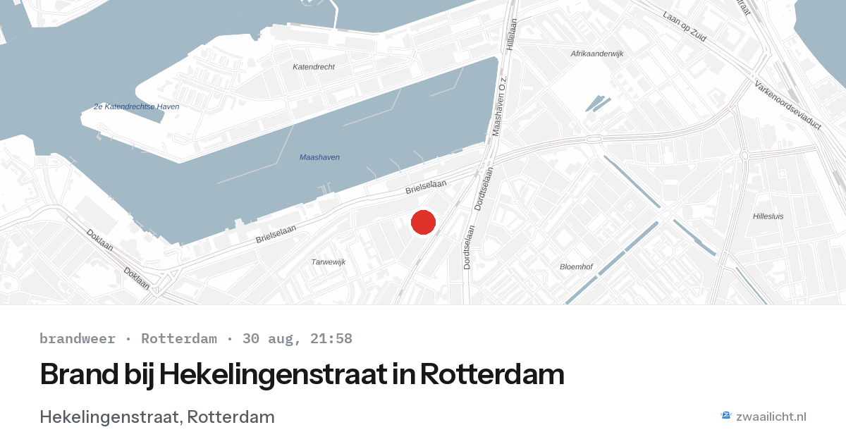 Brand bij Hekelingenstraat in Rotterdam — 30 aug 2026