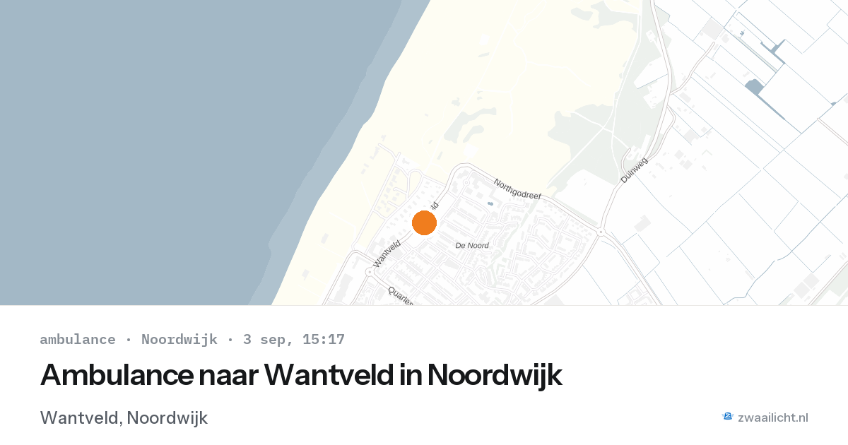 Ambulance naar Wantveld in Noordwijk — 3 sep 2026