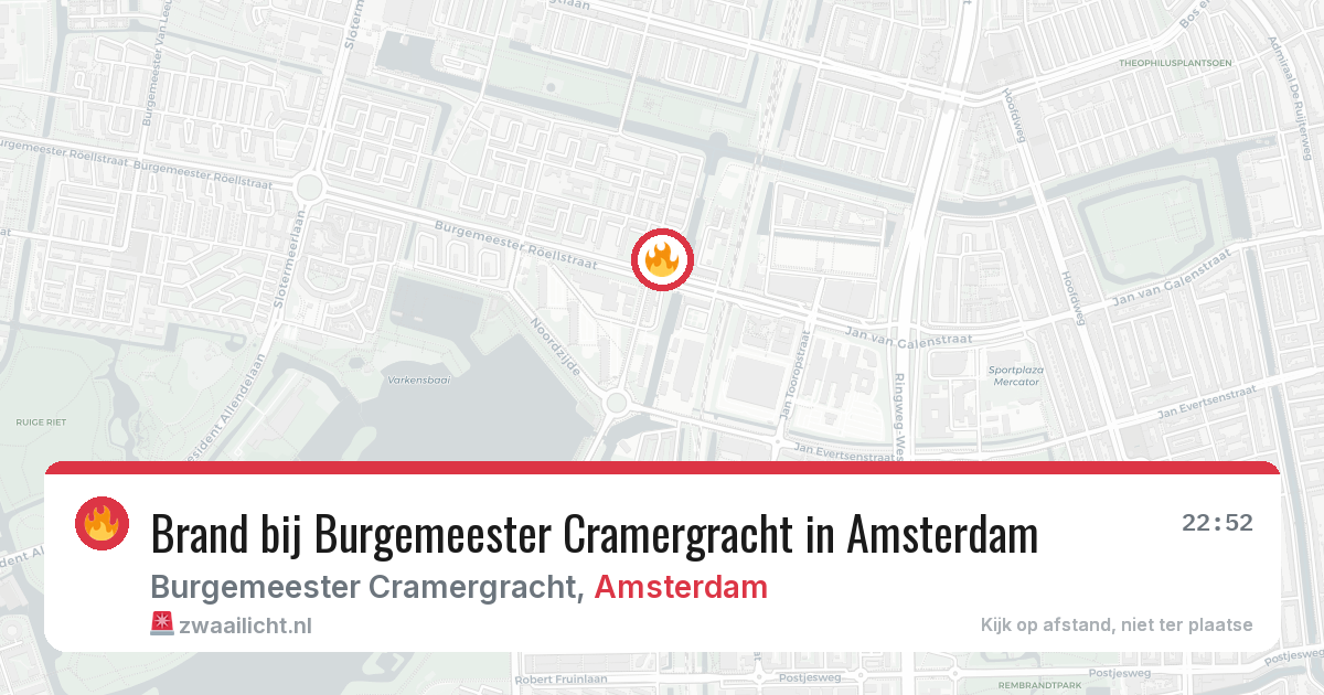 Brand bij Burgemeester Cramergracht in Amsterdam — 29 jun 2026