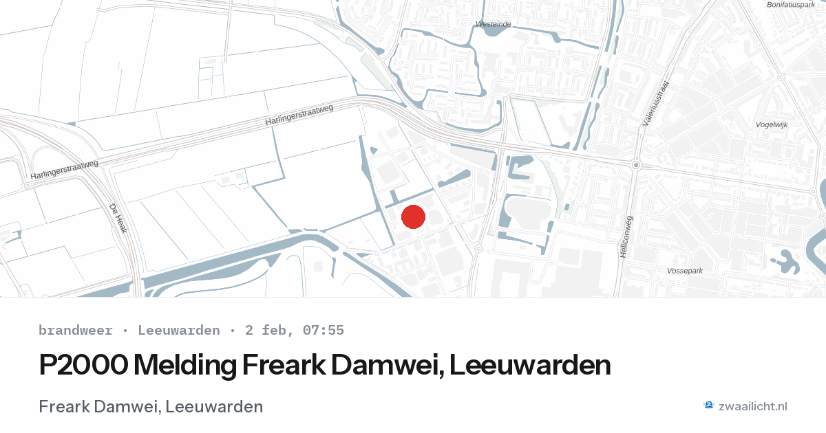 P2000 Melding Freark Damwei, Leeuwarden — 2 feb 2026