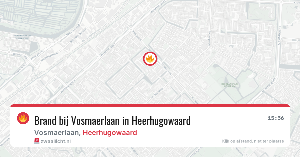 Brand bij Vosmaerlaan in Heerhugowaard — 30 jun 2026