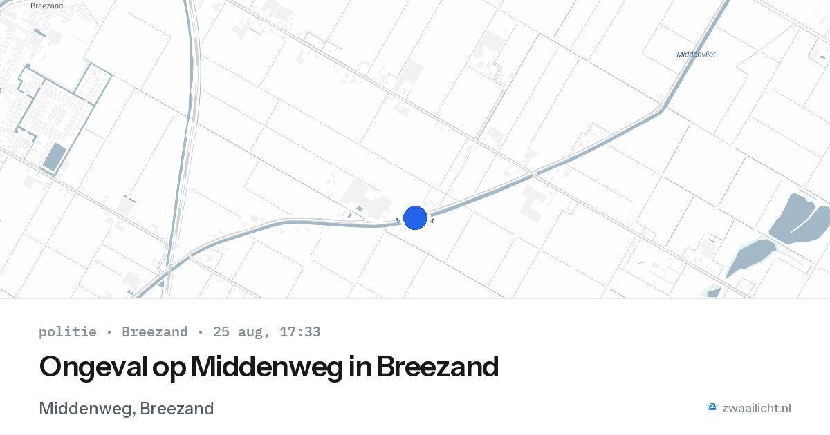Ongeval op Middenweg in Breezand — 25 aug 2026