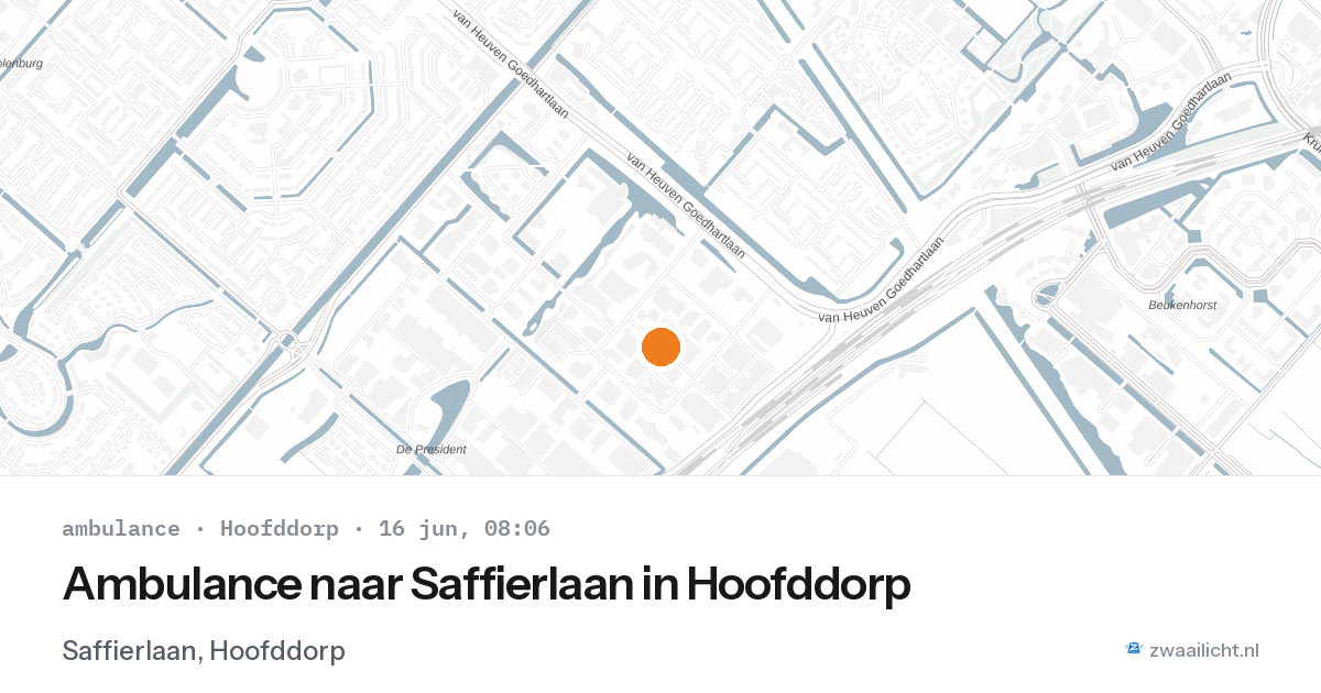 Ambulance naar Saffierlaan in Hoofddorp — 16 jun 2026