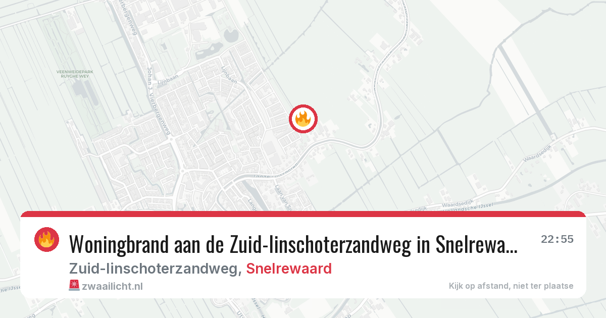 Woningbrand aan de Zuid-linschoterzandweg in Snelrewaard — 27 jun 2026