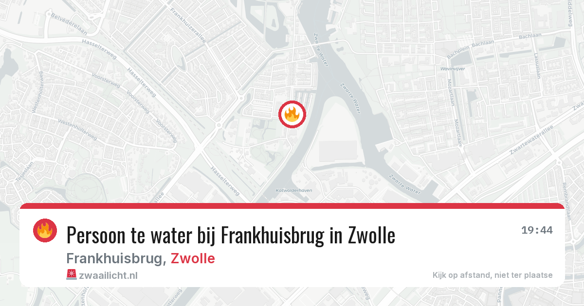 Persoon te water bij Frankhuisbrug in Zwolle — 1 jul 2026
