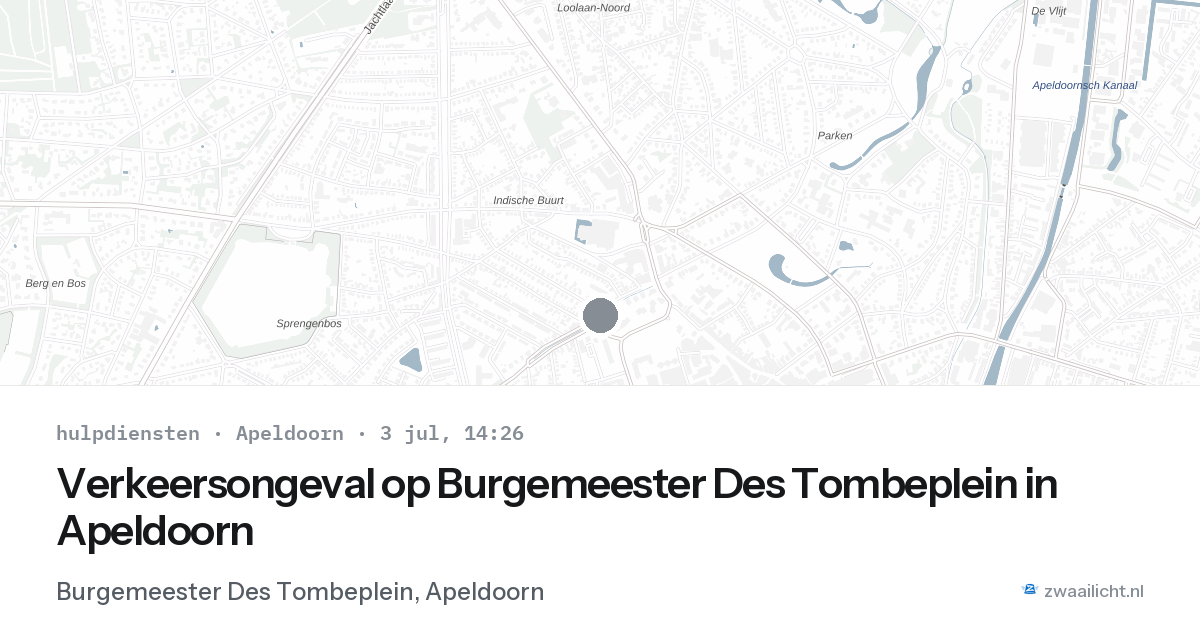 Verkeersongeval op Burgemeester Des Tombeplein in Apeldoorn — 3 jul 2026