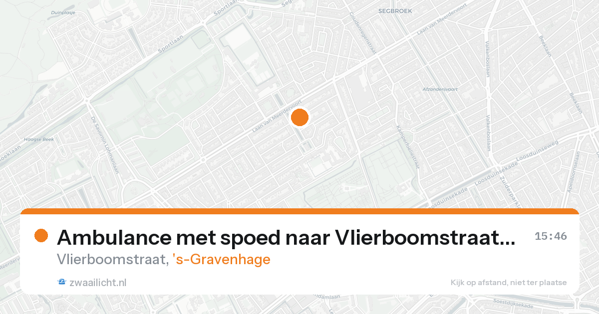 Ambulance met spoed naar Vlierboomstraat in 's-Gravenhage — 16 aug 2026