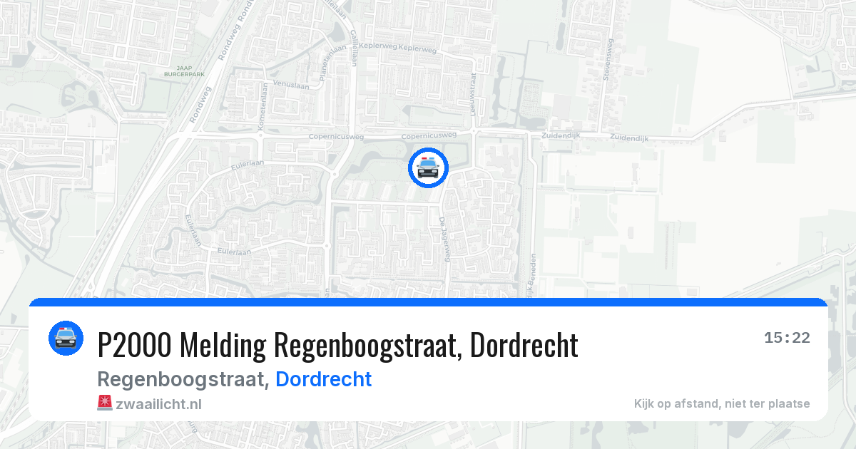 P2000 Melding Regenboogstraat, Dordrecht — 29 jul 2026