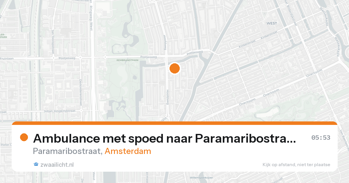 Ambulance met spoed naar Paramaribostraat in Amsterdam — 25 aug 2026