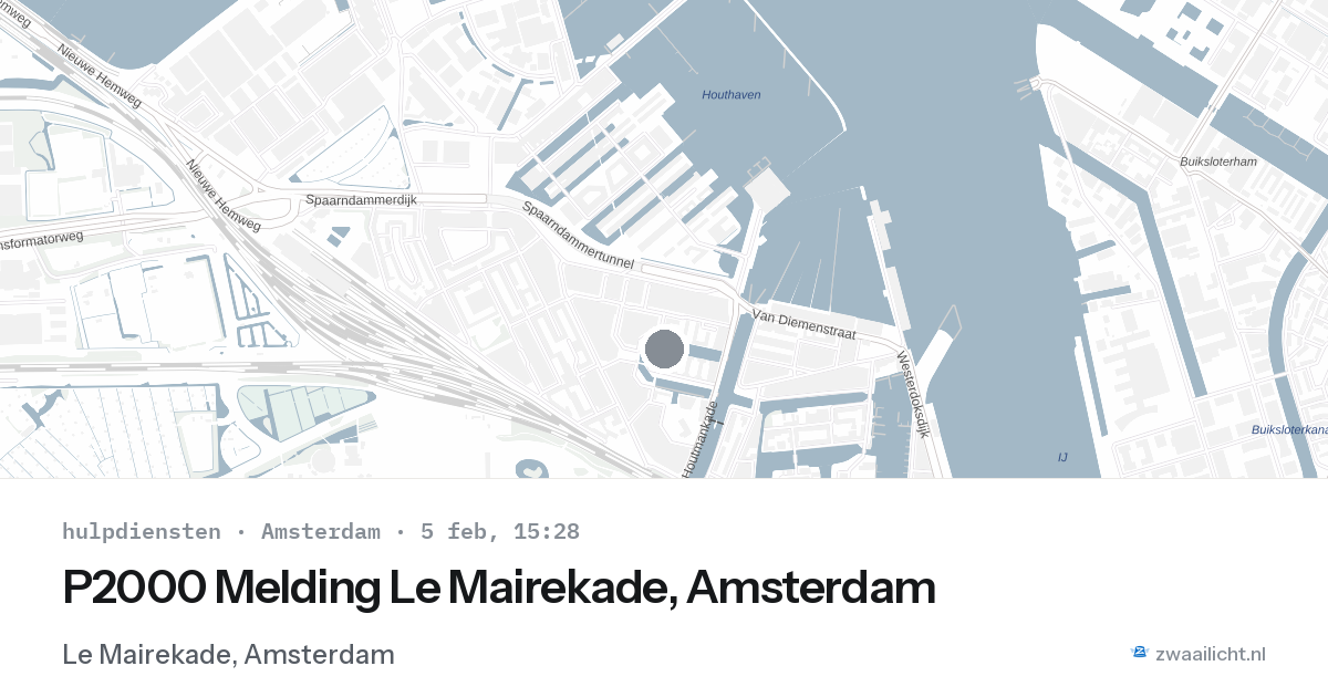 P2000 Melding Le Mairekade, Amsterdam — 5 feb 2026