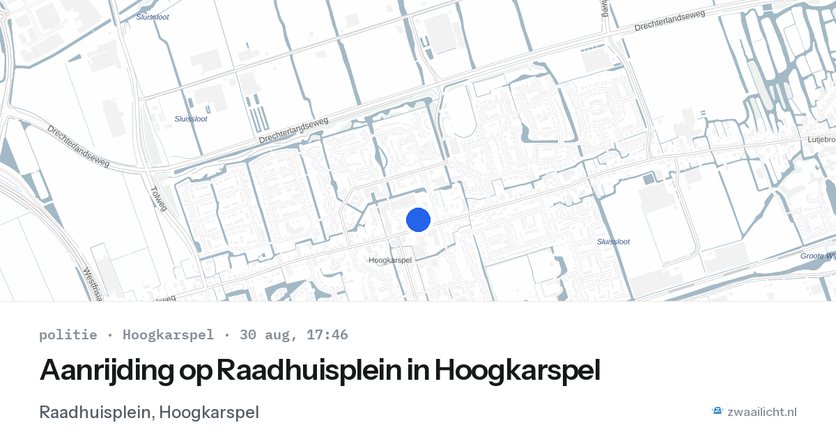 Aanrijding op Raadhuisplein in Hoogkarspel — 30 aug 2026