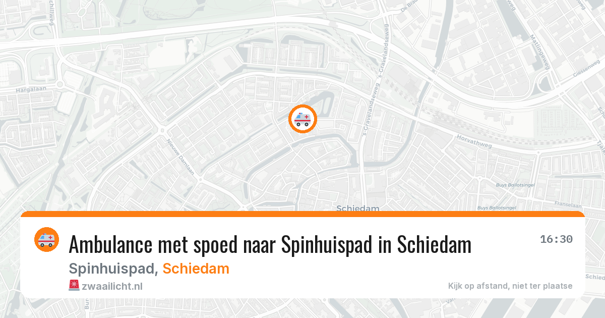 Ambulance met spoed naar Spinhuispad in Schiedam — 16 mrt 2026