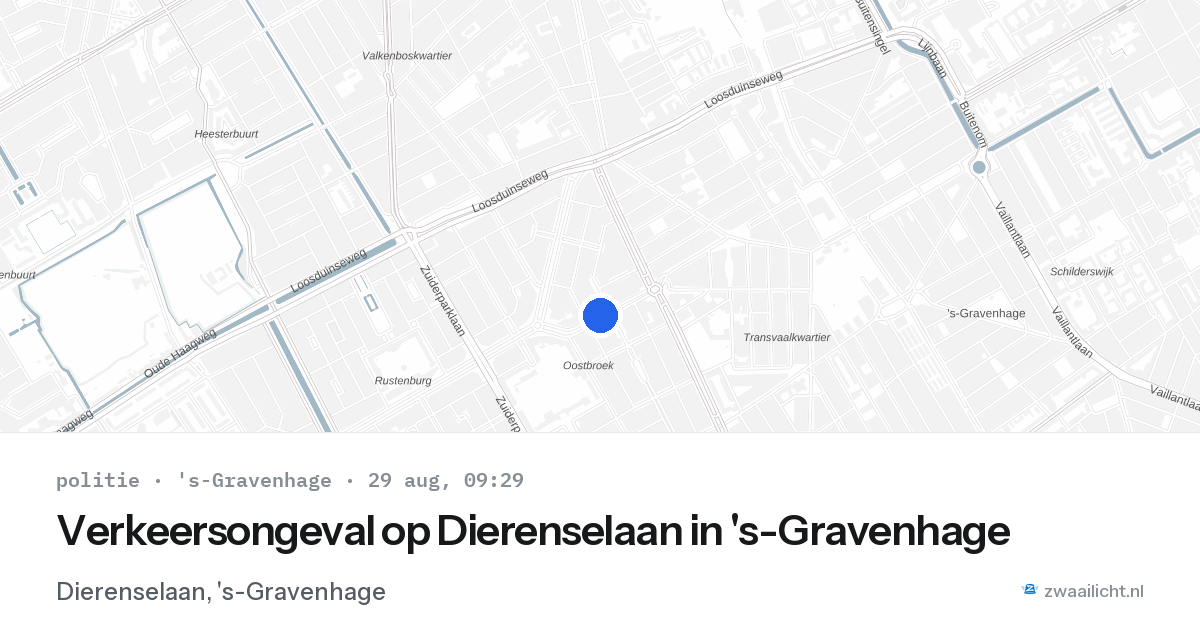 Verkeersongeval op Dierenselaan in 's-Gravenhage — 29 aug 2026
