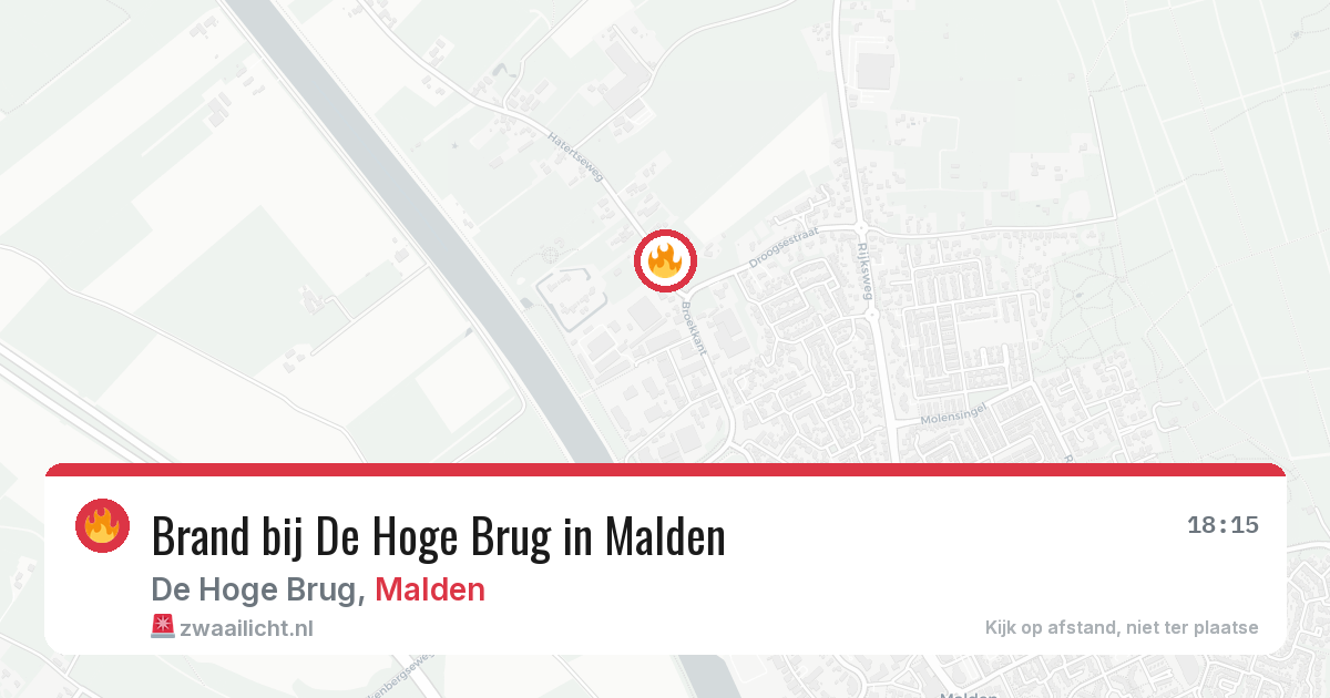 Brand bij De Hoge Brug in Malden — 30 jul 2026