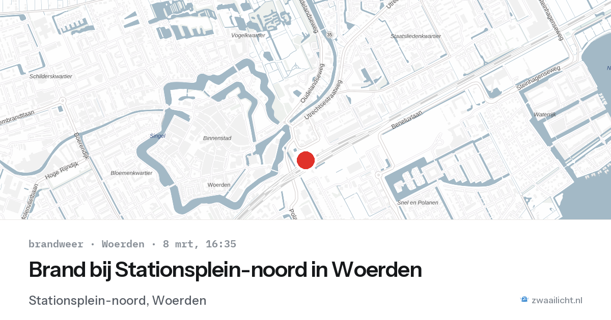 Brand bij Stationsplein-noord in Woerden — 8 mrt 2026