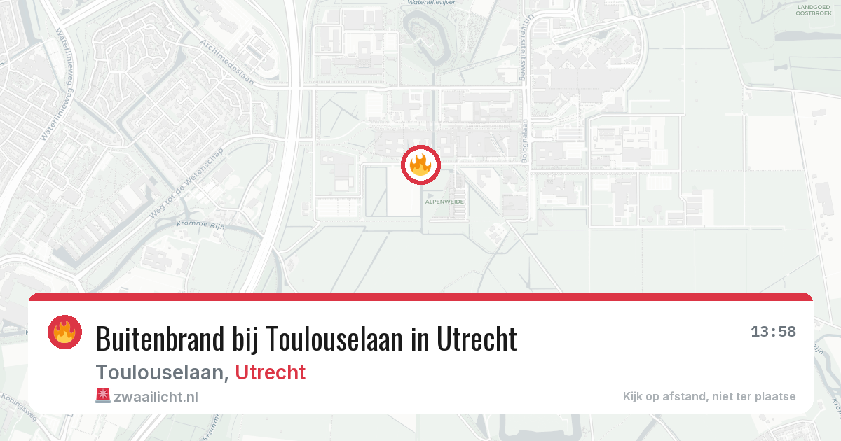 Buitenbrand bij Toulouselaan in Utrecht — 13 aug 2026