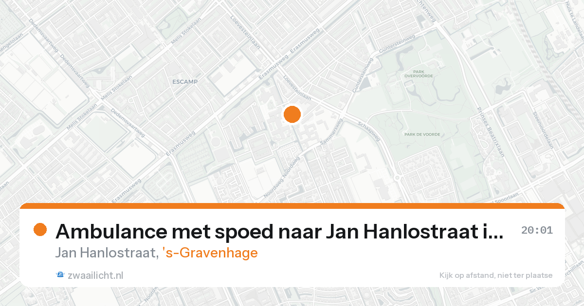 Ambulance met spoed naar Jan Hanlostraat in 's-Gravenhage — 19 aug 2026