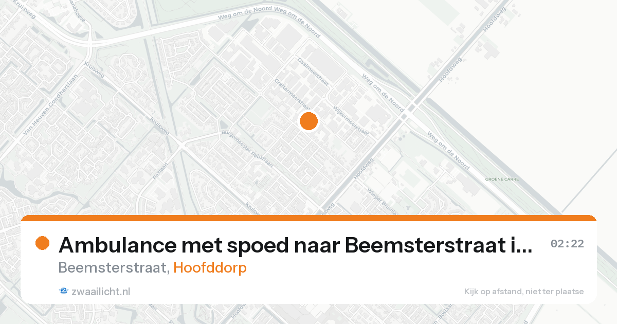 Ambulance met spoed naar Beemsterstraat in Hoofddorp — 25 aug 2026