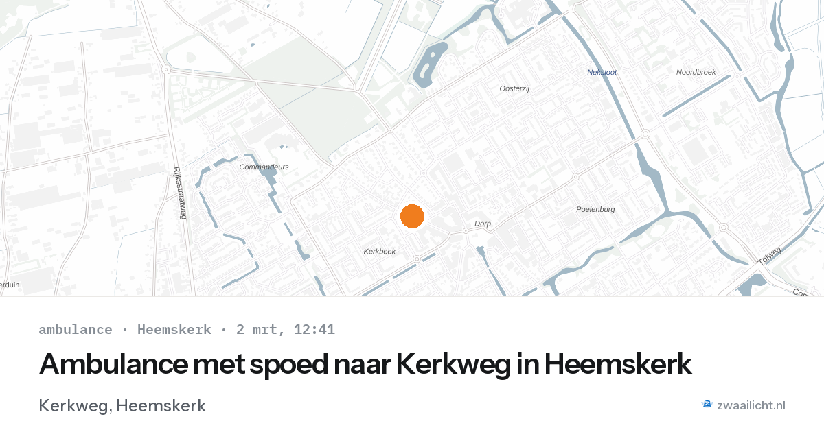 Ambulance met spoed naar Kerkweg in Heemskerk — 2 mrt 2026