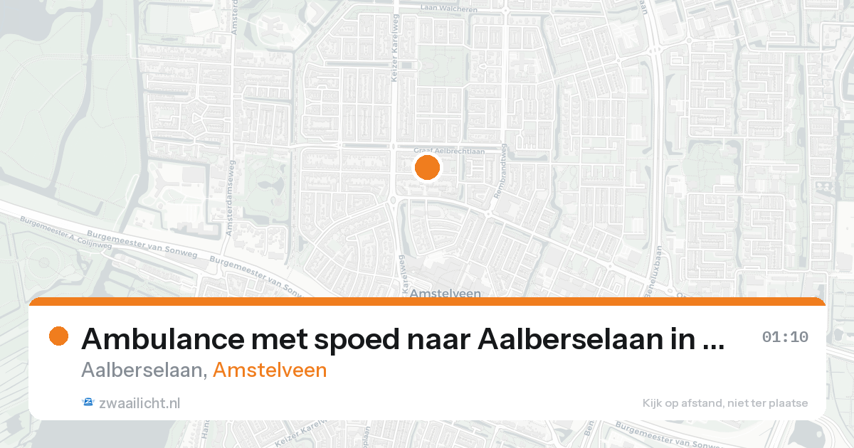 Ambulance met spoed naar Aalberselaan in Amstelveen — 17 aug 2026
