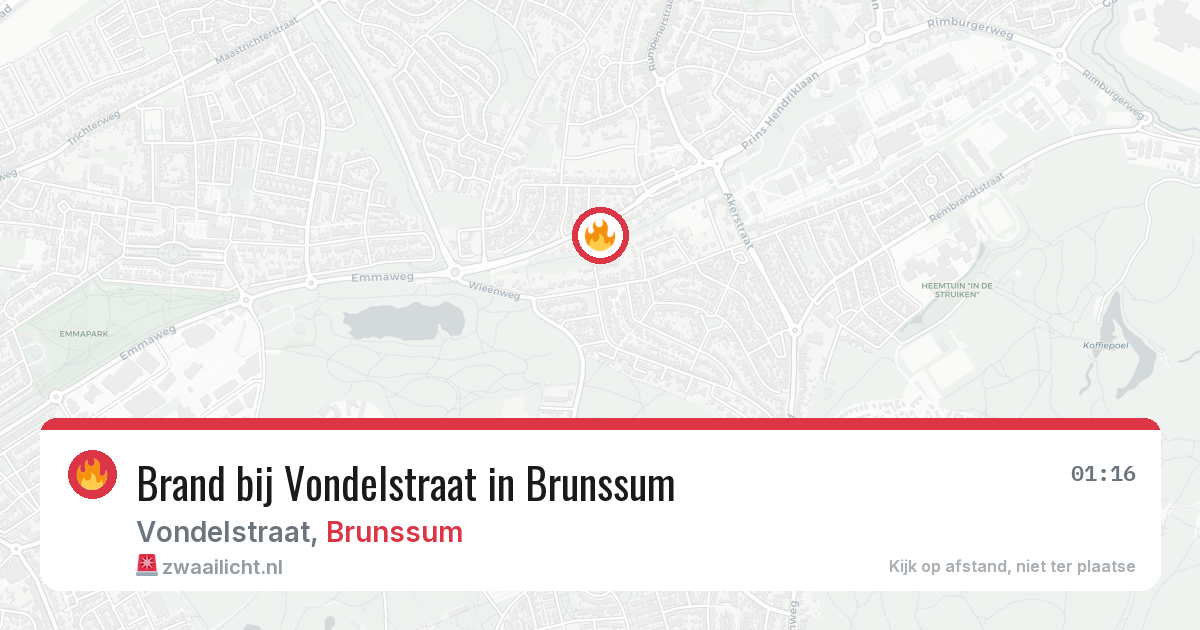 Brand bij Vondelstraat in Brunssum — 29 jun 2026