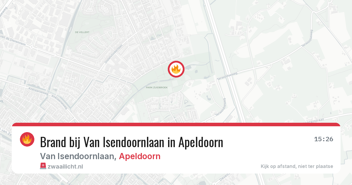Brand bij Van Isendoornlaan in Apeldoorn — 11 aug 2026