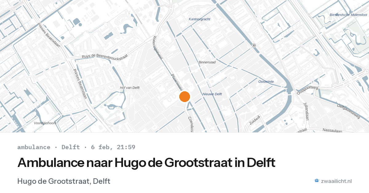 Ambulance naar Hugo de Grootstraat in Delft — 6 feb 2026