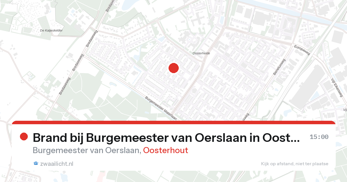 Brand bij Burgemeester van Oerslaan in Oosterhout — 4 apr 2026