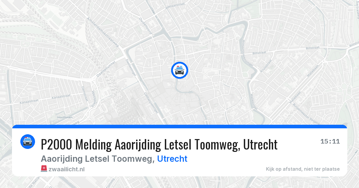 P2000 Melding Aaorijding Letsel Toomweg, Utrecht — 16 mrt 2026
