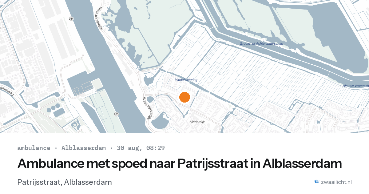 Ambulance met spoed naar Patrijsstraat in Alblasserdam — 30 aug 2026