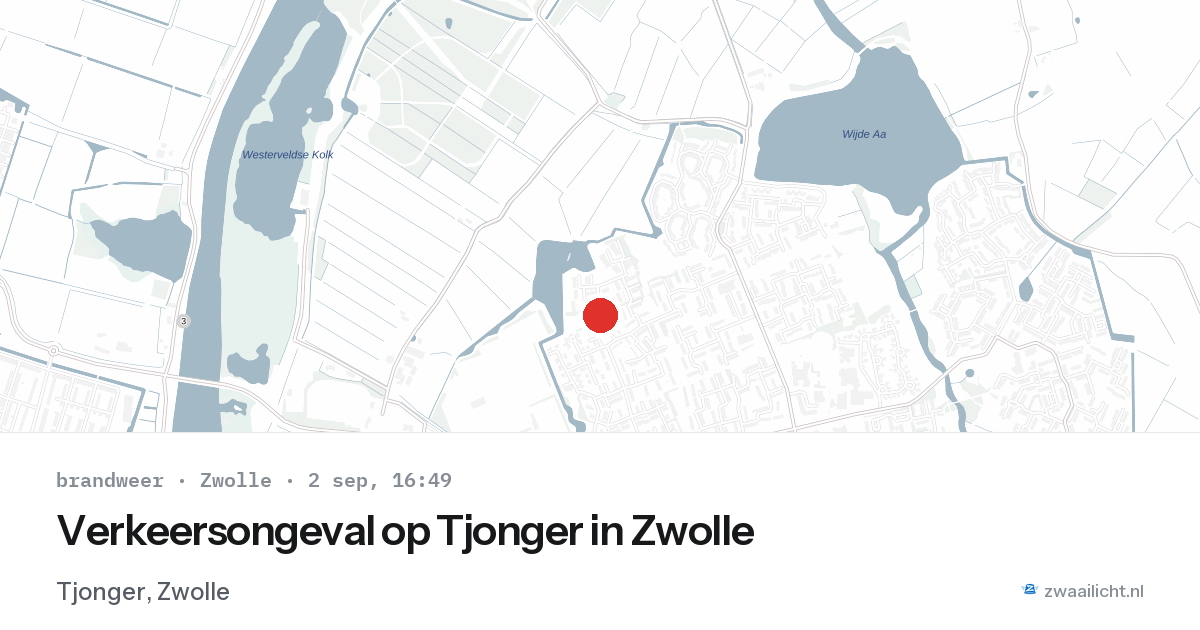 Verkeersongeval op Tjonger in Zwolle — 2 sep 2026