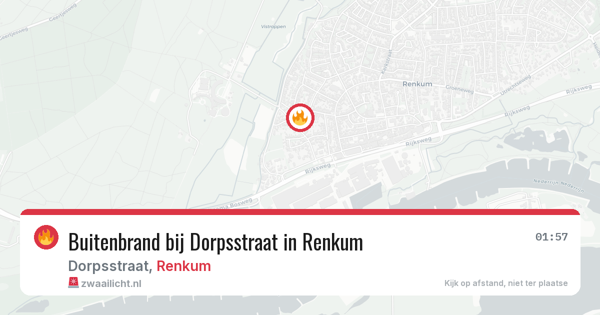 Buitenbrand bij Dorpsstraat in Renkum — 9 jul 2026