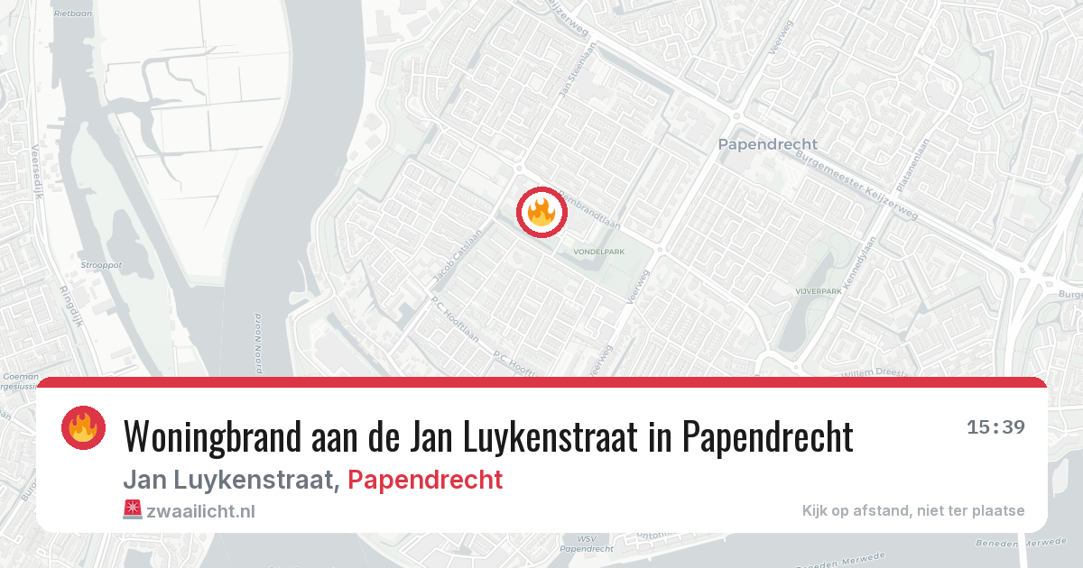 Woningbrand aan de Jan Luykenstraat in Papendrecht — 21 apr 2026