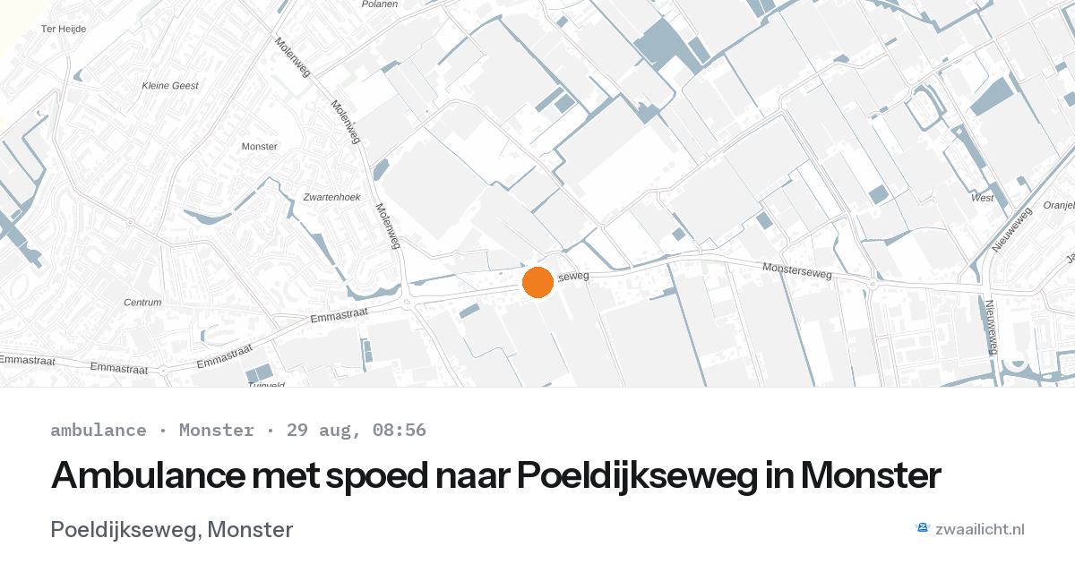 Ambulance met spoed naar Poeldijkseweg in Monster — 29 aug 2026