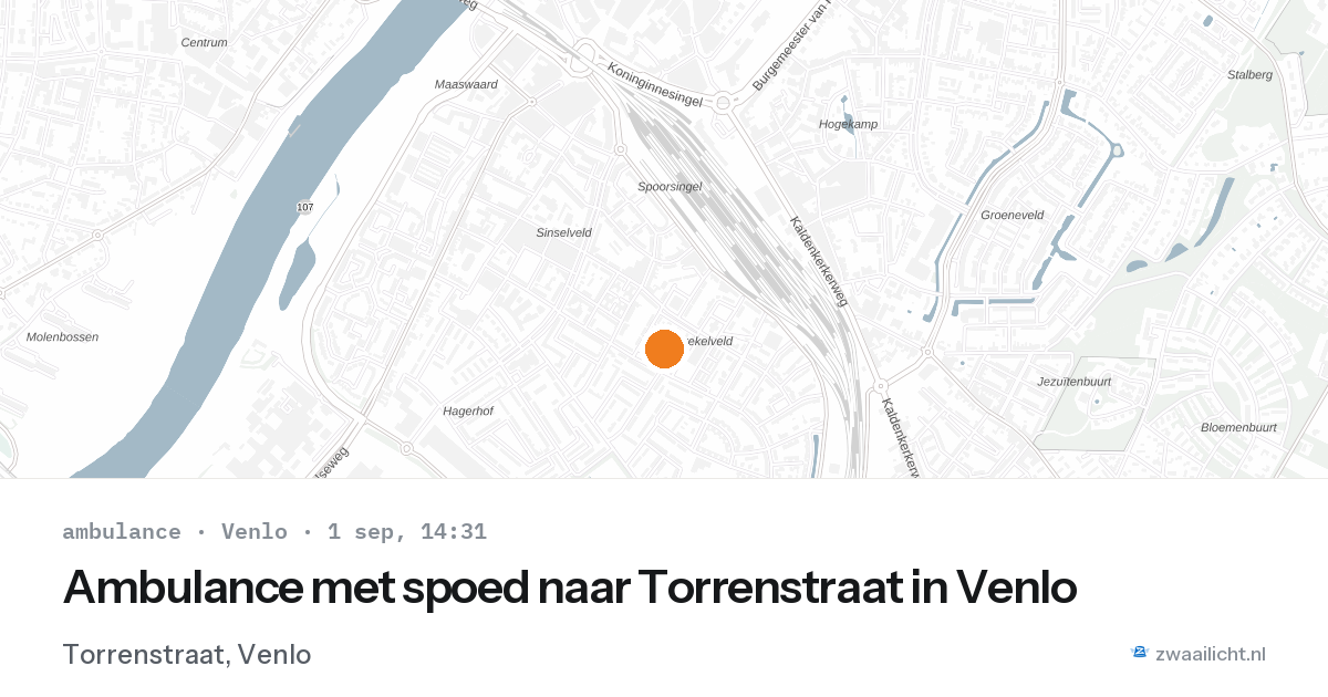 Ambulance met spoed naar Torrenstraat in Venlo — 1 sep 2026