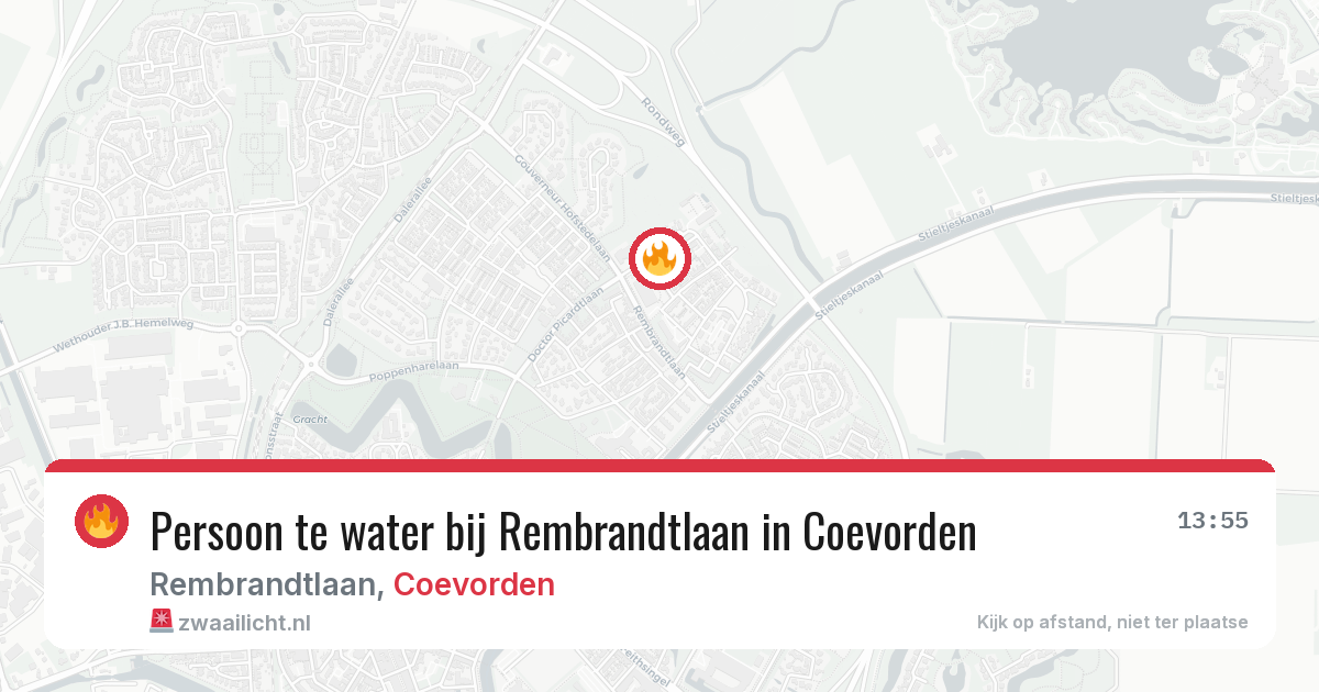 Persoon te water bij Rembrandtlaan in Coevorden — 14 jun 2026