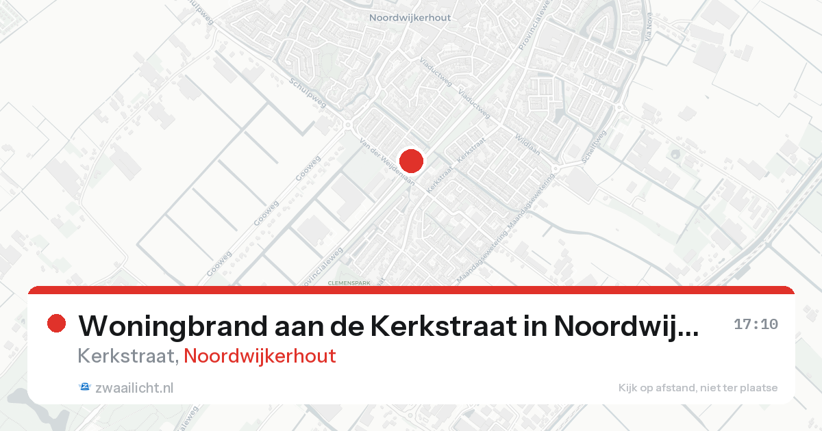 Woningbrand aan de Kerkstraat in Noordwijkerhout — 17 aug 2026