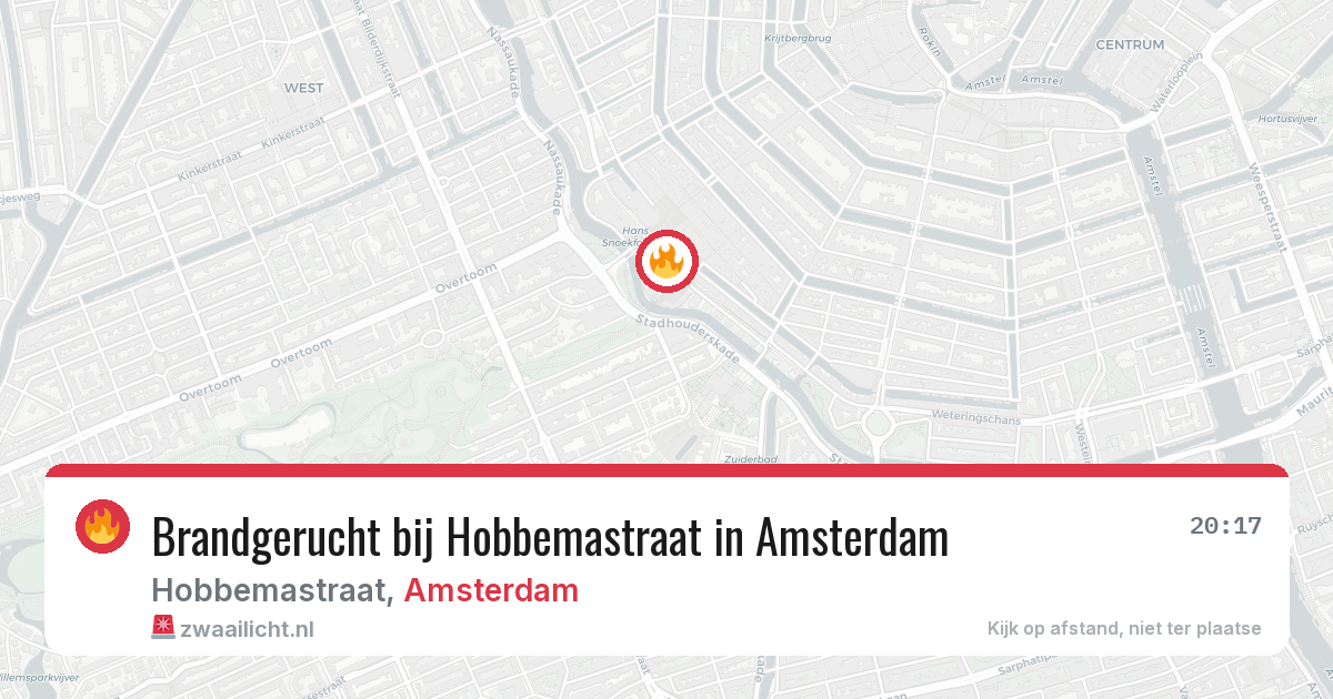 Brandgerucht bij Hobbemastraat in Amsterdam — 28 jun 2026