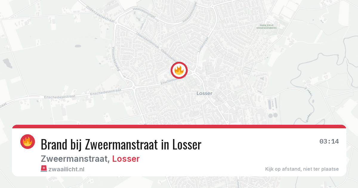 Brand bij Zweermanstraat in Losser — 26 mrt 2026