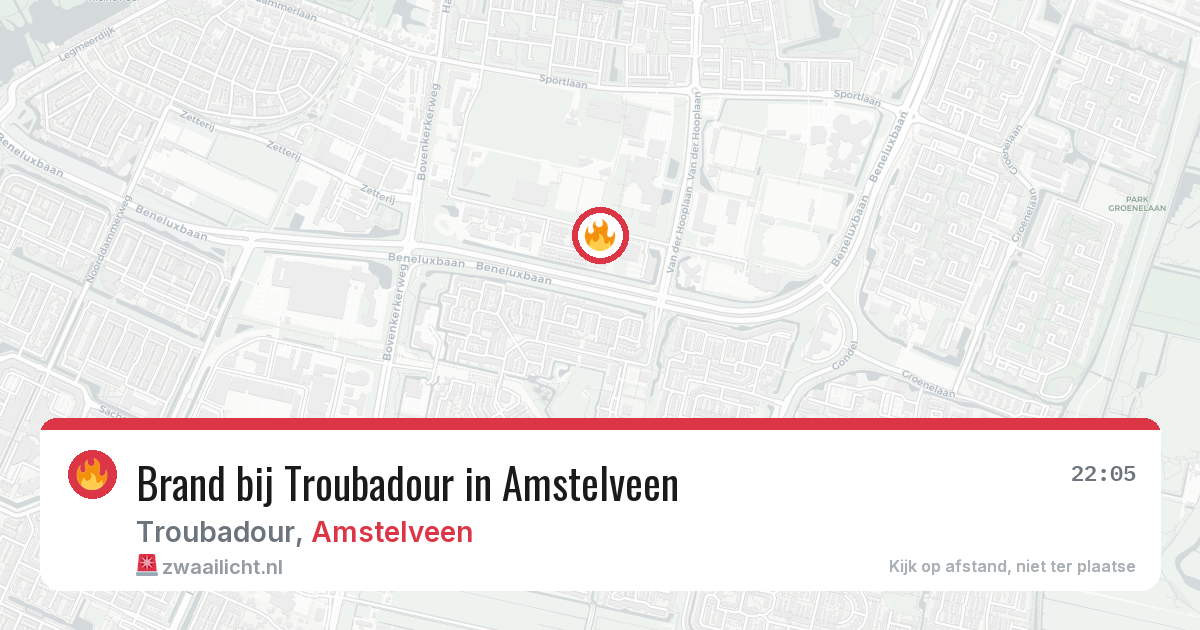 Brand bij Troubadour in Amstelveen — 1 jun 2026