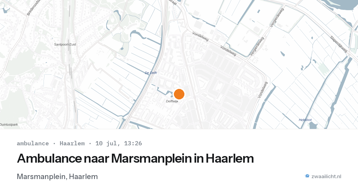 Ambulance naar Marsmanplein in Haarlem — 10 jul 2026