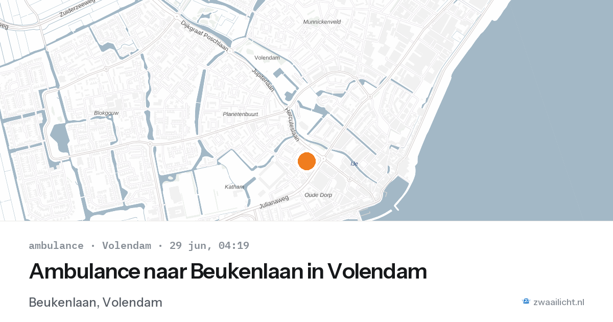 Ambulance naar Beukenlaan in Volendam — 29 jun 2026