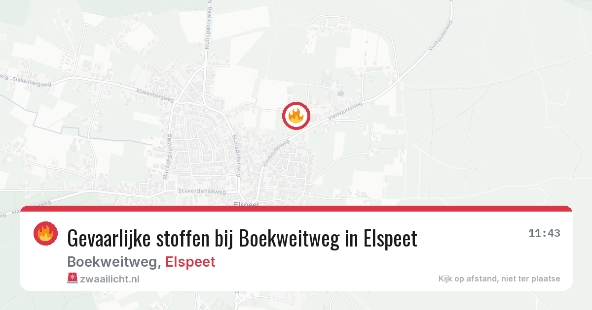 Gevaarlijke stoffen bij Boekweitweg in Elspeet — 12 jun 2026