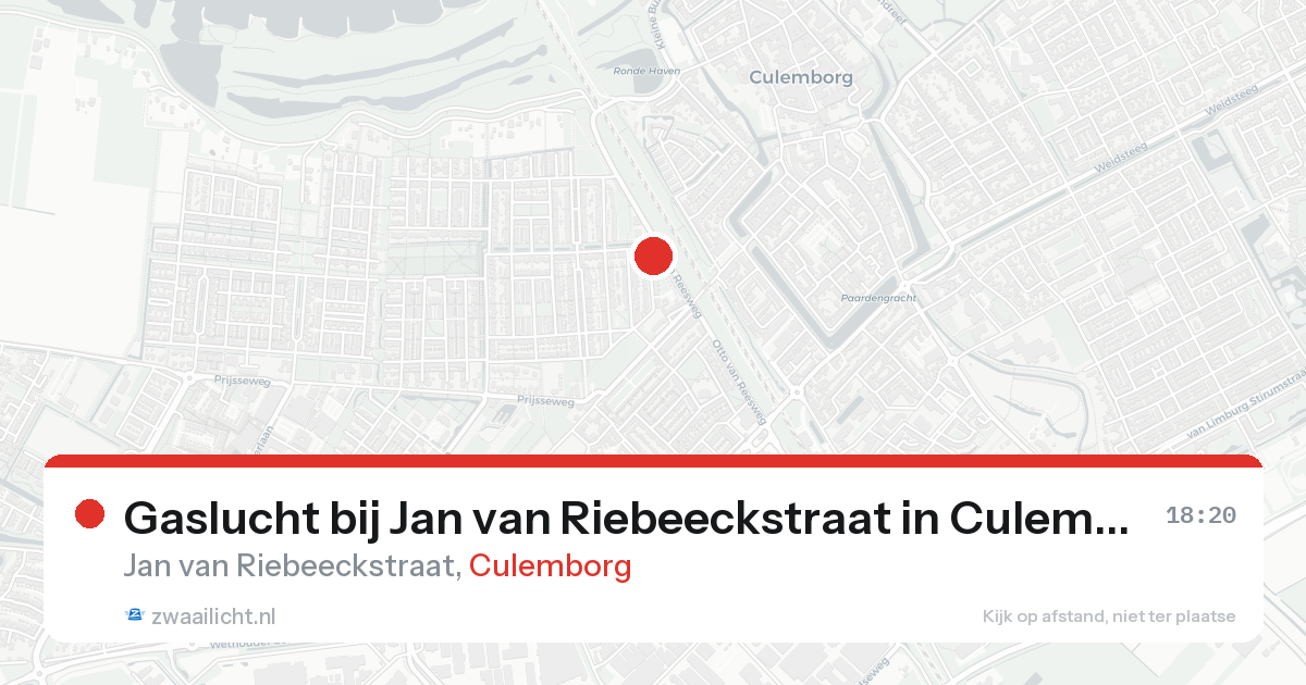 Gaslucht bij Jan van Riebeeckstraat in Culemborg — 25 aug 2026