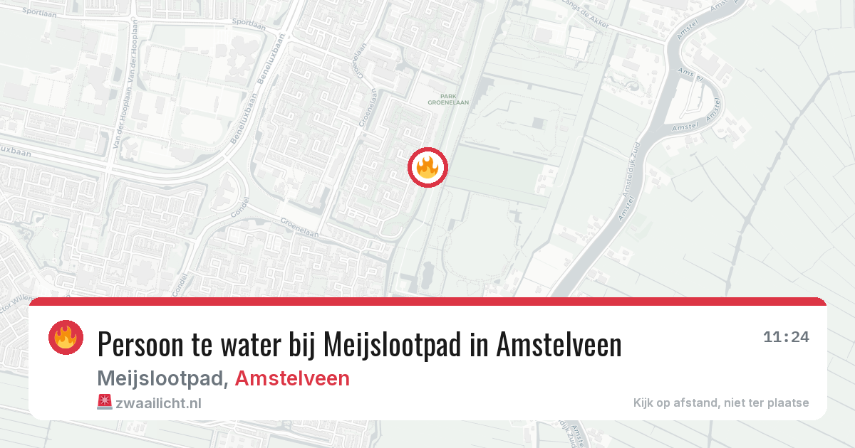 Persoon te water bij Meijslootpad in Amstelveen — 30 jul 2026
